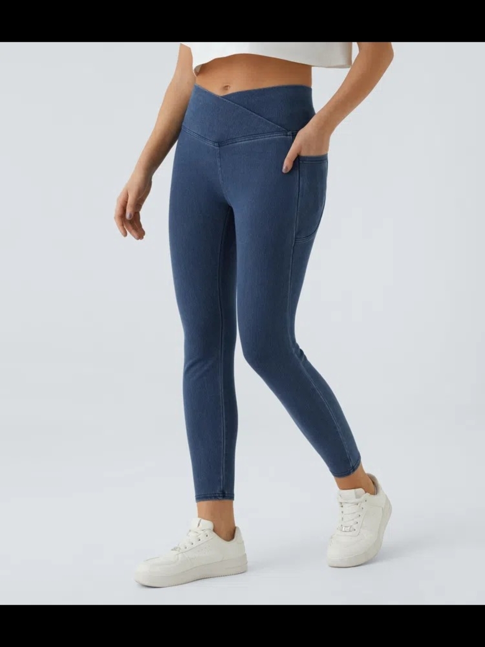 Halara Flex™ Crossover Pocket Washed Denim Work Legging - Picture 2 of 5